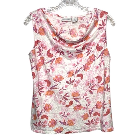 Haute Hippie Tops - Haute Hippie Floral Drape Neck Top 100% Linen Sleeveless Boho